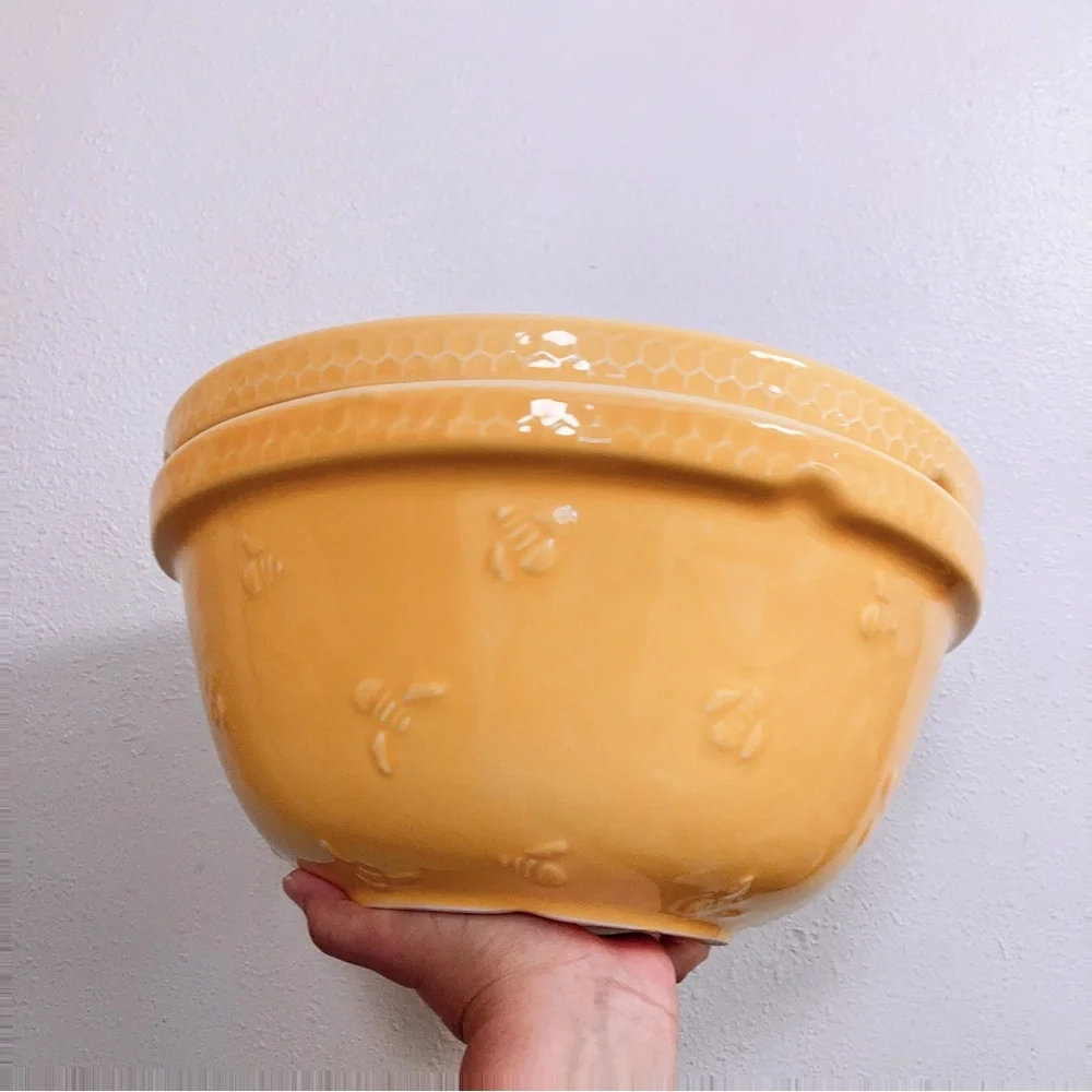 Mason Cash Large Yellow Sweet Bee Ceramic Mixing Bowl Crate and Barrel